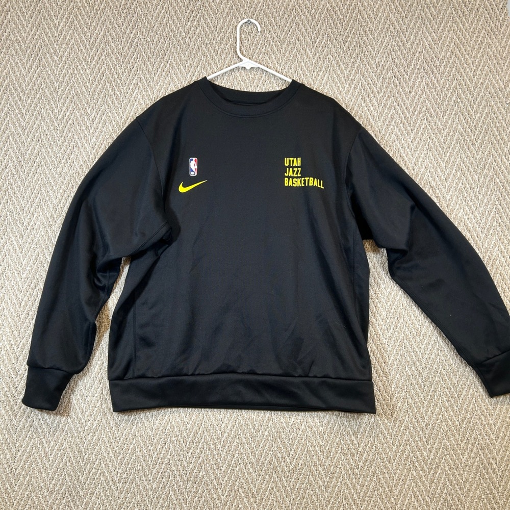 Nike Mens Sweatshirt Large Black NBA Utah Jazz Basketball Dri-FIT